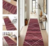 SUCERU TapisCouloir Long Tapis de Cuisine Devant Evier Lavable Antiderapant Rouge Blanc 60X80CM Tapis de Passage Paillasson Anti-salissures Entree Interieur pour Chambre Salon Bureau Buanderie
