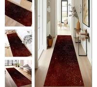 SUCERU TapisCouloir Long Tapis de Cuisine Devant Evier Lavable Antiderapant Rouge Noir 70X120CM Tapis de Passage Paillasson Anti-salissures Entree Interieur pour Chambre Salon Bureau Buanderie