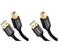 SUCESO Câble d’imprimante USB 2 Mètres 2.0 A Mâle vers USB B Scanner Cordon Printer Compatible avec Canon Pixma TS315 MG5750, HP,Dell,Lexmark,Epson,Xerox,Pixma,Hero,Samsung (Lot de 2)