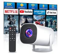 Sucetiho Mini projecteur avec WiFi et Bluetooth, projecteur de film extérieur portable prend en charge 4K/8K avec système Android, proyecteur intelligent pour home cinéma, présentation d'entreprise