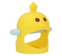 Sucette à Main en Silicone Mignon Poussin en Forme de bébé Sucette Apaisante avec 2 Tiges de Dentition pour le Jour et la Nuit (Jaune citron)