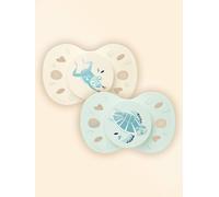 BIOLANE - Tétines anatomiques animaux - Sucettes extra-fines - 0 à 6 mois - Vert et Beige - Téterelle plate et réversible- Confort optimal- Respect du développement bucco-dentaire