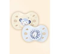 Sucette anatomique animaux - 6-18 mois - lot de 2 bleu + beige 6/18M(67/81)