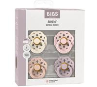 Sucette bébé - BIBS - Boheme - Embout rond - Pack de 4 - Caoutchouc naturel - Taille 1 Ivory Blush Blossom Dusty Lilac