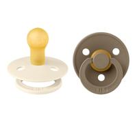 Sucette bébé - BIBS - Colour - Embout rond - Pack de 2 - Caoutchouc naturel - Taille 1 Ivory Dark Oak