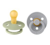 Sucette bébé - BIBS - Colour - Embout rond - Pack de 2 - Caoutchouc naturel - Taille 1 Sage Cloud