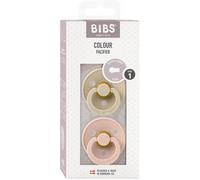 Sucette bébé - BIBS - Colour - Embout rond - Pack de 2 - Caoutchouc naturel - Taille 1 Vanilla Blush