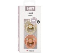 Sucette bébé - BIBS - Colour - Embout rond - Pack de 2 - Caoutchouc naturel - Taille 1 Vanilla Peach