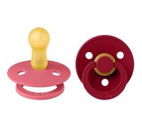 Sucette bébé - BIBS - Colour - Embout rond - Pack de 2 - Caoutchouc naturel - Taille 2 Coral Ruby