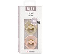 Sucette bébé - BIBS - Colour - Embout rond - Pack de 2 - Caoutchouc naturel - Taille 2 Vanilla Blush
