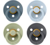 Sucette bébé - BIBS - Colour - Embout rond - Pack de 4 - Caoutchouc naturel - Taille 1 Petrol Sage Baby Blue Iron