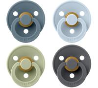 Sucette bébé - BIBS - Colour - Embout rond - Pack de 4 - Caoutchouc naturel - Taille 2 Petrol Sage Baby Blue Iron