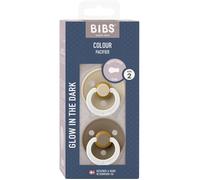 Sucette bébé - BIBS - Colour - Embout rond phosphorescent - Pack de 2 - Caoutchouc naturel - Taille 2 Vanilla Dark Oak