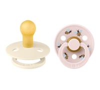 Sucette bébé - BIBS Studio Colour - Ronde - T1 - Caoutchouc naturel - Ivory Mix - Pack de 2
