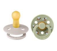 BIBS Studio Soother 2-Pack, BPA Free Dummy Pacifier, Round Nipple. Natural Rubber Latex, Made in Denmark, Size 2 (6-18 Months), Mushroom/Sage