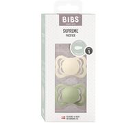 Sucette bébé - BIBS Supreme - Symétrique - T1 - Silicone - Ivory Sage - Pack de 2