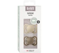 Sucette bébé - BIBS Supreme - Symétrique - T1 - Silicone - Vanilla Dark Oak - Pack de 2