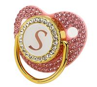 Sucette bébé Dorée, Sucette Personnalisée et Ensemble D'attache-Sucette, Sucette A-Z 26 Lettres Bling nouveau-né Sucette en Silicone bébé Mamelon pour bébé de 6 à 18