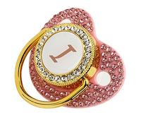 Sucette bébé Dorée, Sucette Personnalisée et Ensemble D'attache-Sucette, Sucette A-Z 26 Lettres Bling nouveau-né Sucette en Silicone bébé Mamelon pour bébé de 6 à 18