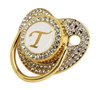 Sucette bébé, Majuscule imprimé Bling Sucette Incurvée Facile à Nettoyer Léger Doux Danger pour les Nouveau-nés (Lettre T)