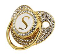 Sucette bébé, Majuscule imprimé Bling Sucette Incurvée Facile à Nettoyer Léger Doux Danger pour les Nouveau-nés (Des lettres)