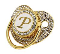 Sucette bébé, Majuscule imprimé Bling Sucette Incurvée Facile à Nettoyer Léger Doux Danger pour les Nouveau-nés (Lettre P)