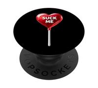 Sucette Coeur Rouge Suck Me Humour Coquin Saint Valentin PopSockets PopGrip Adhésif