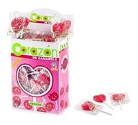 Sucette cœur cerise - CERDAN - Lot de 200 pièces - Forme cœur - Parfum cerise - Environ 9 cm