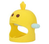Sucette de Dentition pour Bébé, Sucette Apaisante en Silicone pour Bébé avec 2 Tiges de Dentition pour le Jour et la Nuit, Forme de Poussin(Jaune citron) Jouets apaisants