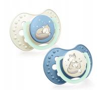 Sucette en silicone dynamique LOVI, 2 pièces, brillant dans l'obscurité (18m+, Nuit & Day Boy)