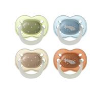 Sucette NightGlow Tommee Tippee, 0-6 mois, Lot de 4, Brille dans le noir, Tétine orthodontique, Trous d’aération supplémentaires, Silicone 100% sans BPA, Tons Twilight rappelant le crépuscule