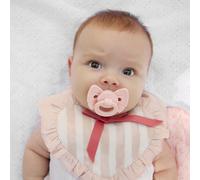 Sucette orthodontique en silicone Binky Bow Misty Pink (3 mois et +)