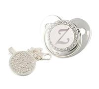 Sucette pour Bébé À Lettre Initiale Bling avec Clips De Chaîne, Sucette pour Nouveau-né, Sucette pour Bébé, Sucettes Argentées et Accessoires