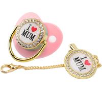 Sucette pour bébé de 6 à 18 mois intégrée BPA Free Silicon Bling avec clips Pink