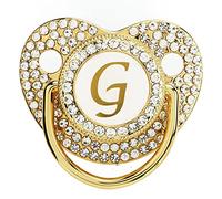 Sucette pour bébé, Sucette Incurvée Saine Bling Safe Soft pour nouveau-né (Lettre G)