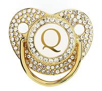 Sucette pour bébé, Sucette Incurvée Saine Bling Safe Soft pour nouveau-né (Lettre Q)