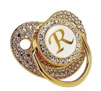 Sucette pour bébé, Sucette Incurvée Saine Bling Safe Soft pour nouveau-né (Lettre R)