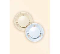 BIOLANE - Tétines rondes - Sucettes extra-fines - 0 à 6 mois - Bleu et Beige - Téterelle en caoutchouc naturel - Respect du développement bucco-dentaire- Douces et confortables