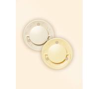 BIOLANE - Tétines rondes - Sucettes extra-fines - 0 à 6 mois - Jaune et Beige - Téterelle en caoutchouc naturel - Respect du développement bucco-dentaire- Douces et confortables