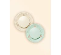 BIOLANE - Tétines rondes - Sucettes extra-fines - 0 à 6 mois - Vert et Beige - Téterelle en caoutchouc naturel - Respect du développement bucco-dentaire - Douces et confortables