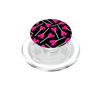 Sucette Rose en Forme de cœur Bonbon Noir Saint-Valentin Mignon PopSockets PopGrip pour MagSafe