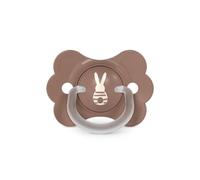 Suavinex, Sucette Bébé 0/6 Mois et Nouveau-nés, Tétine Symétrique SX Pro en Silicone, Réversible, Plate et Flexible, Respecte le Développement Buccodentaire, avec Anneau, Wonderland Beige