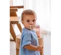 Suavinex, Sucette Tout Silicone, Bébé 0/6 Mois et Nouveau-né, Beige Soft | Tétine Symétrique SX Pro, Plate, Souple, Respecte Développement Buccodentaire, Souple, Sans Marques sur la Peau