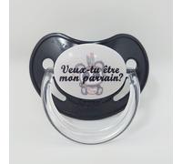 Sucette Veux-Tu Être Mon Parrain? - Noir Et Gris - 0/6 Mois