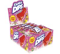 Sucettes à la fraise Chupa Chups Crazy Dips, carton de 14 g, 24 pièces