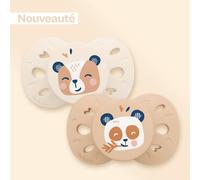 BIOLANE - Tétines anatomiques animaux - Sucettes extra-fines - 18 mois et + - Beige et marron - Téterelle plate et réversible- Confort optimal- Respect du développement bucco-dentaire