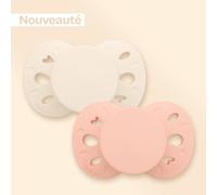 BIOLANE - Tétines anatomiques - Sucettes extra-fines - 6 à 18 mois - Rose et beige - Téterelle plate et réversible- Confort optimal- Respect du développement bucco-dentaire