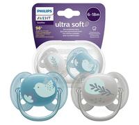 Sucettes Bébé - Philips Avent - Scf091/15 - Ultra Soft Silicone Orthodontique 6 À 18 Mois - Lot De 2 Multicolore