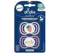 Sucettes-Dodie Extra 2 Sucettes Anatomiques 18 Mois et + (Modèle : Fraise/Smile)