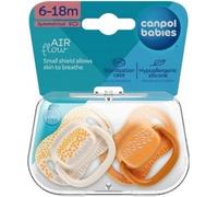 Sucettes en silicone Canpol 6-18 mois, lot de 2, Symétriques - Jaune avec motif de montagne